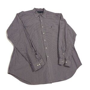 Polo Ralph Lauren Men's XXL 18 Classic Fit Purple Gingham Oxford Dress Shirt